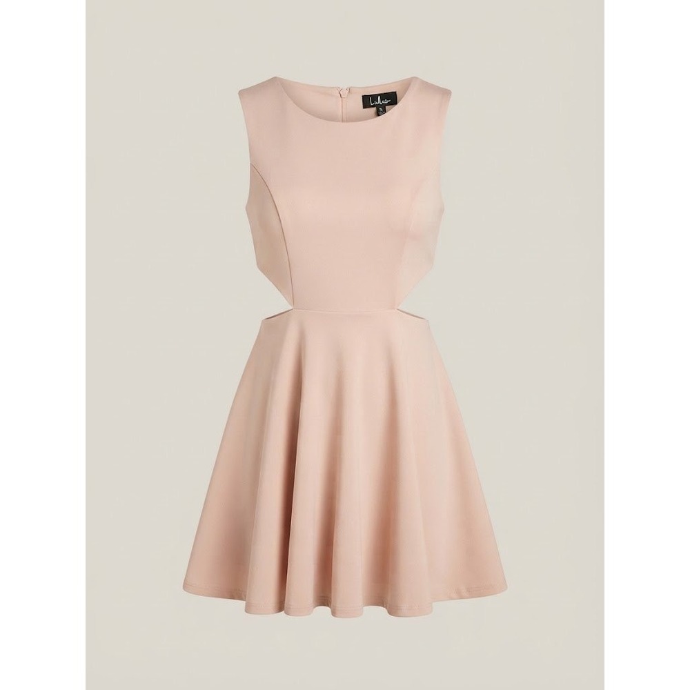 Lulus Blush Pink Sleeveless Cut-Out Skater Mini Dress Medium